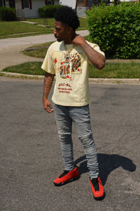 CARD TEE ‘CREAM/RED’