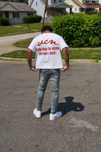 CARD TEE ‘WHITE/RED’