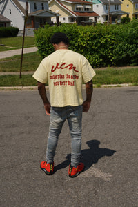 CARD TEE ‘CREAM/RED’