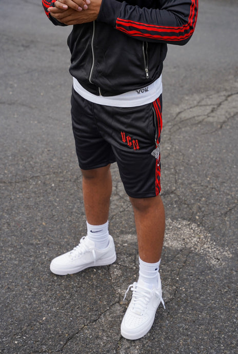TRACK SHORTS ‘BLACK/RED’
